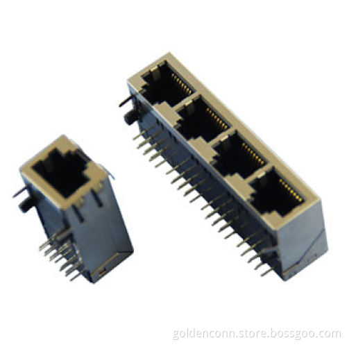 RJ45 Jack H Type Connector without LED LAMP, 8P8C, DIP Type